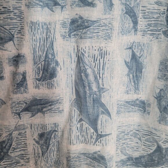 Huk KC Kona Stamped Shirt Men's Size Large Blue Button Up Fishing Outdoor Top - Picture 6 of 11